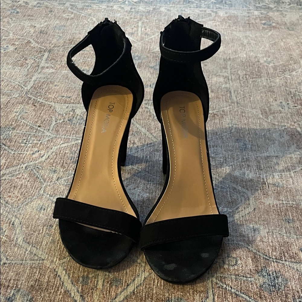 TOP Moda Black Ankle Strap Heels
